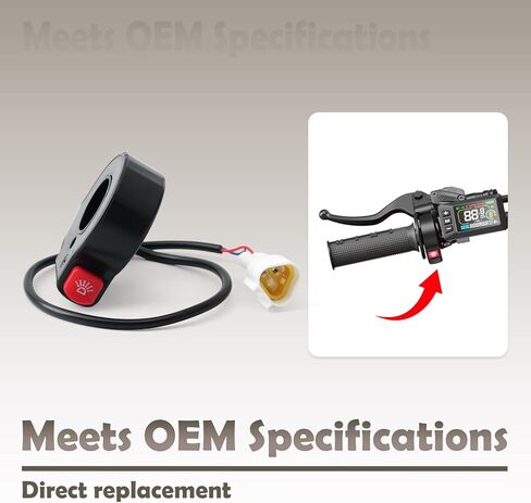 Electric Dirt Bike Headlight Switch Compatible with Yozma in 10, W/Cable Plug & Play E-Bike Accessories Replacement Part Motorcycle Light On/Off Switch in Kuwait