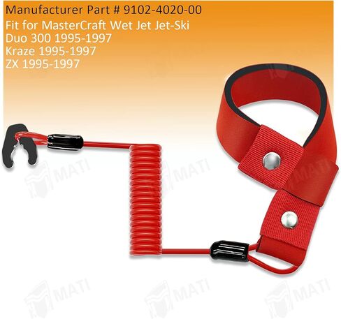 M MATI Stop Kill Switch Safety Lanyard Band Tether Cord for MasterCraft Wet Jet Jet-Ski Duo 300 Kraze ZX 1995-1997 9102-4020-00 in Kuwait