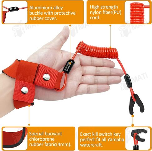 M MATI Stop Kill Switch Safety Lanyard Band Tether Cord for MasterCraft Wet Jet Jet-Ski Duo 300 Kraze ZX 1995-1997 9102-4020-00 in Kuwait