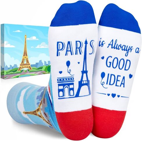 HAPPYPOP Paris Gifts Frenchie French France Travel Gifts for Women Men, Paris Frenchie France Socks Travel Socks in Saudi Arabia