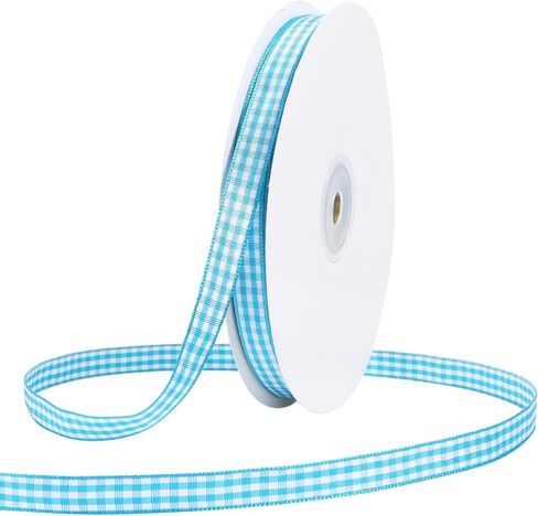 3/8 inch Plaid Ribbon Sage Green and White Gingham Ribbon for Gift Wrapping Thin Classic Checkered Buffalo Ribbons for Flower Bouquet Crafts Wedding Christmas Decoration 50 Yards in Saudi Arabia