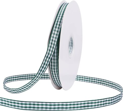 3/8 inch Plaid Ribbon Sage Green and White Gingham Ribbon for Gift Wrapping Thin Classic Checkered Buffalo Ribbons for Flower Bouquet Crafts Wedding Christmas Decoration 50 Yards in Saudi Arabia