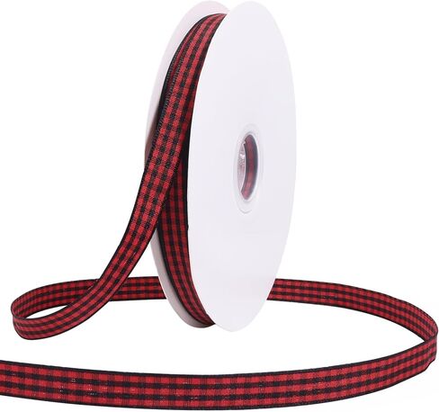 3/8 inch Plaid Ribbon Sage Green and White Gingham Ribbon for Gift Wrapping Thin Classic Checkered Buffalo Ribbons for Flower Bouquet Crafts Wedding Christmas Decoration 50 Yards in Saudi Arabia