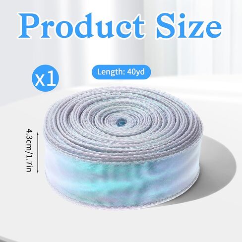 Iridescent Ribbons, 1.7" W x 40 Yards Sheer Shiny Chiffon Ribbon for Bridal Bouquets Party Decoration Gift Wrapping Bow Making in Kuwait