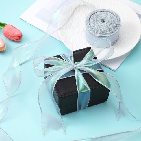 Iridescent Ribbons, 1.7" W x 40 Yards Sheer Shiny Chiffon Ribbon for Bridal Bouquets Party Decoration Gift Wrapping Bow Making in Kuwait