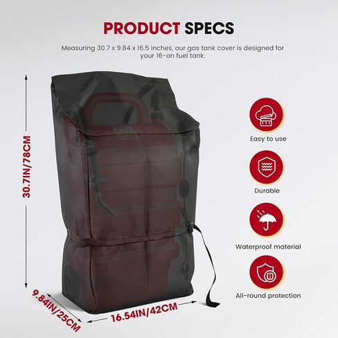 Gas Caddy Cover for 16 Gallon Fuel Caddy, 500D Nylon & PVC Composite, Windproof with Security Buckles, Anti-UV Waterproof, 16.5x9.84x30.7Inches(Cover Only) in Saudi Arabia