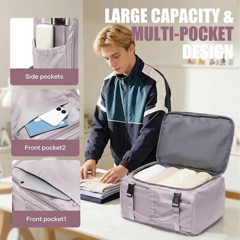 suwasp Travel Backpack for Women Men,Ryanair Backpack 40x30x20CM Airline Approved Personal Item Travel Bag, Carry On Backpack Fits 14 Inch Laptop, 180° Opening, Fits Flight Underseat, Light Purple in Saudi Arabia