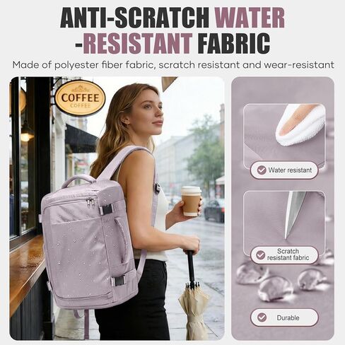 suwasp Travel Backpack for Women Men,Ryanair Backpack 40x30x20CM Airline Approved Personal Item Travel Bag, Carry On Backpack Fits 14 Inch Laptop, 180° Opening, Fits Flight Underseat, Light Purple in Saudi Arabia
