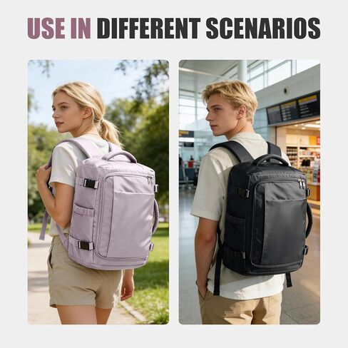suwasp Travel Backpack for Women Men,Ryanair Backpack 40x30x20CM Airline Approved Personal Item Travel Bag, Carry On Backpack Fits 14 Inch Laptop, 180° Opening, Fits Flight Underseat, Light Purple in Saudi Arabia