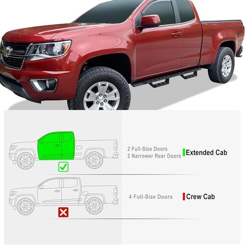 لوحات تشغيل APS Black Overland Slider Tubular Drop Steps Style Nerf Bars متوافقة مع Chevy Colorado GMC Canyon 2015-2022 Extended Cab in Kuwait
