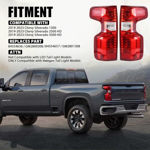 Pair Tail Light for 2019-2023 Chevy Silverado 1500 for 2020-2023 Chevrolet Silverado 2500HD 3500HD,Rear Lights Taillight Brake Lamp Reverse Light Replacement Rear Left Right Side GM2800308 GM2800308 in Kuwait