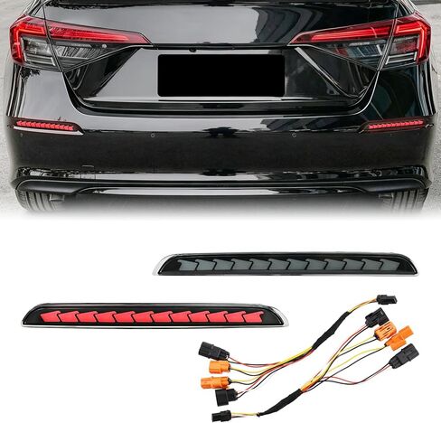 LED Rear Bumper Reflector Fog Lights Turn Signal Lights Brake Lights Tail Lights Compatible with Honda Civic 11th Gen 2022-2026 - Plug and Play in Kuwait