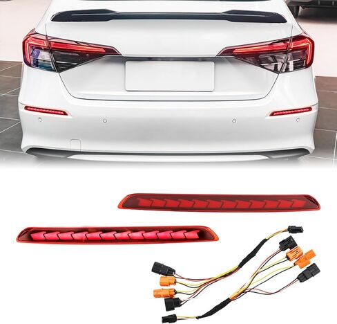 LED Rear Bumper Reflector Fog Lights Turn Signal Lights Brake Lights Tail Lights Compatible with Honda Civic 11th Gen 2022-2026 - Plug and Play in Kuwait