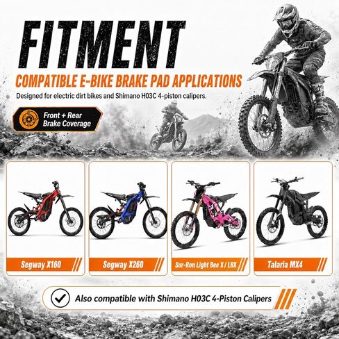 2 Pairs Hybrid Sintered Kevlar Brake Pads with Cooling Fins for Sur-Ron Light Bee X/LBX, Talaria MX4, Segway X160 X260, Compatible with Shimano H03C Saint Zee –Electric Dirt Bike Brake Pads in Saudi Arabia