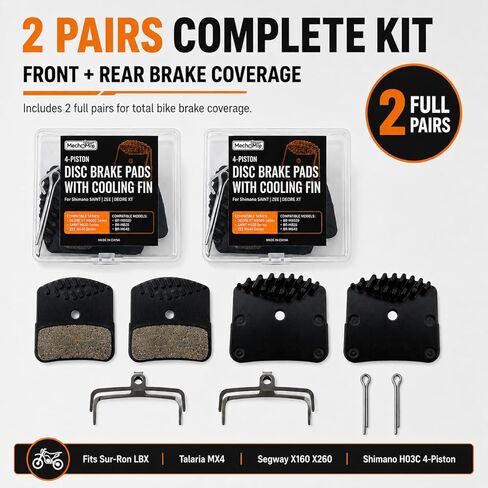 2 Pairs Hybrid Sintered Kevlar Brake Pads with Cooling Fins for Sur-Ron Light Bee X/LBX, Talaria MX4, Segway X160 X260, Compatible with Shimano H03C Saint Zee –Electric Dirt Bike Brake Pads in Saudi Arabia