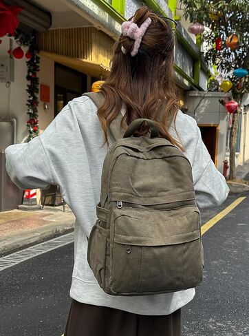 Canvas Backpack for Women and Men Retro Rucksack Casual Daypacks Laptop Backpacks in Saudi Arabia