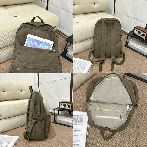 Canvas Backpack for Women and Men Retro Rucksack Casual Daypacks Laptop Backpacks in Saudi Arabia