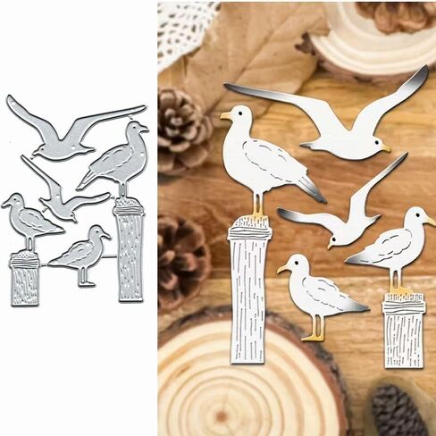 5pcs/Set Seagull Birds Metal Die Cuts Dies Stencil, Birds Cutting Dies Cut Stencils DIY Scrapbooking Cards Photo Album Craft Decorative Embossing Paper Dies for Album Card Scrapbooking Making in Kuwait
