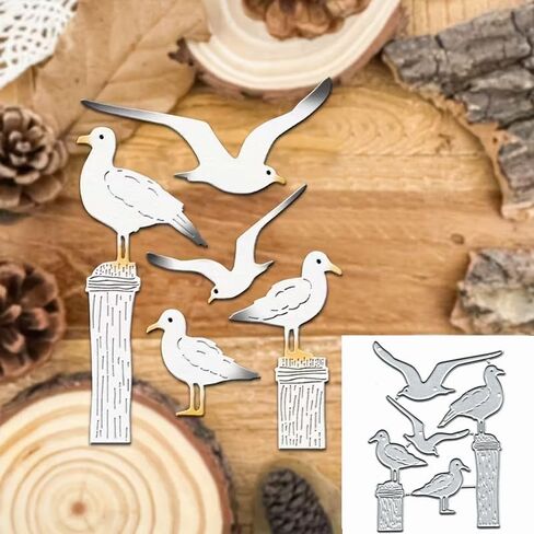 5pcs/Set Seagull Birds Metal Die Cuts Dies Stencil, Birds Cutting Dies Cut Stencils DIY Scrapbooking Cards Photo Album Craft Decorative Embossing Paper Dies for Album Card Scrapbooking Making in Kuwait