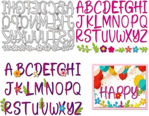 Alphabet Cutting Dies Stencils 5.16x7.4 Decorative Embossing Stencils for Scrapbooking, Photo Album, Greeting Card Making, 0.8mm Thick in Kuwait