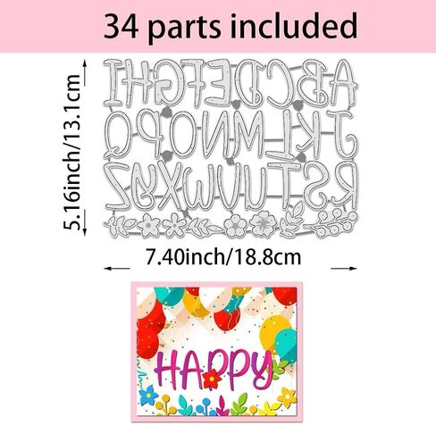 Alphabet Cutting Dies Stencils 5.16x7.4 Decorative Embossing Stencils for Scrapbooking, Photo Album, Greeting Card Making, 0.8mm Thick in Kuwait
