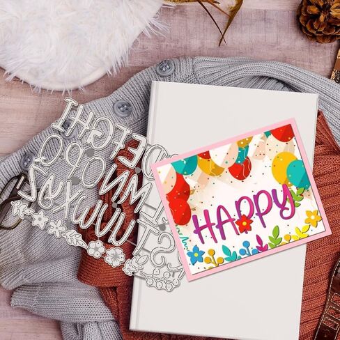 Alphabet Cutting Dies Stencils 5.16x7.4 Decorative Embossing Stencils for Scrapbooking, Photo Album, Greeting Card Making, 0.8mm Thick in Kuwait