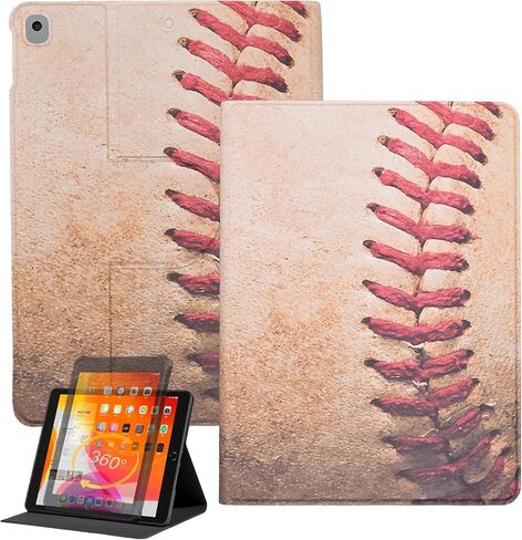 Case for iPad 6th/5th Generation 2018/2017 Model 9.7-Inch, Premium PU Leather Folding Stand Shell Multiple Viewing Angles TPU Protective Cover, Baseball in Saudi Arabia
