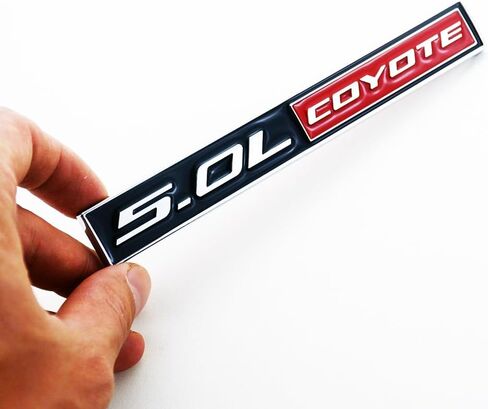 2Pc 5.0L Coyote Emblem Coyote V8 Engine Badge 3D Sticker Nameplate Self-Adhesive (Chrome Black Red) in Saudi Arabia