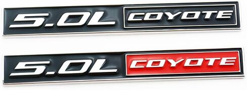 2Pc 5.0L Coyote Emblem Coyote V8 Engine Badge 3D Sticker Nameplate Self-Adhesive (Chrome Black Red) in Saudi Arabia