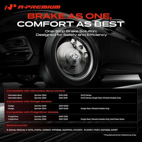 A-Premium 6-PC 11.73 inch (298mm) Rear Solid Disc Brake Rotors + Ceramic Pads Kit Compatible with Select Mercedes-Benz, Dodge and Freightliner Models - Sprinter 2500, Sprinter 3500 in Kuwait