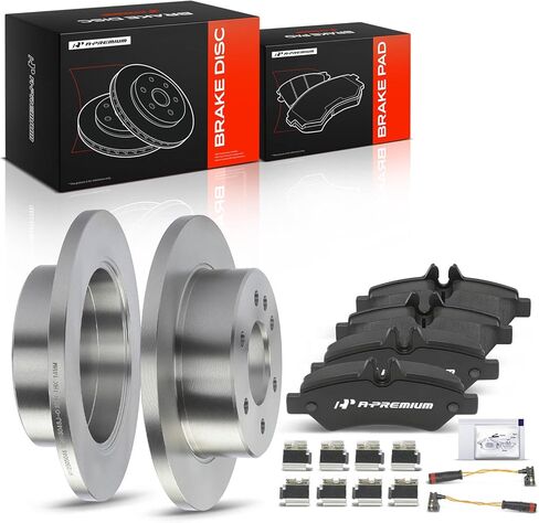 A-Premium 6-PC 11.73 inch (298mm) Rear Solid Disc Brake Rotors + Ceramic Pads Kit Compatible with Select Mercedes-Benz, Dodge and Freightliner Models - Sprinter 2500, Sprinter 3500 in Kuwait