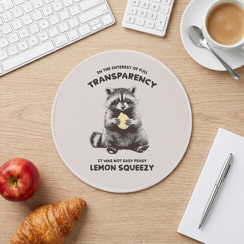 Funny Racoon Round Mouse Pad 8.7x8.7 Inch, It was Not Easy Peasy Lemon Squeezy Funny Sarcastic Racoon Mouse Pad for Home Office Computer Laptop Desk Accessories in Kuwait
