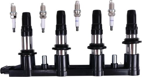 UF620 Ignition Coil and 4 Spark Plugs Compatible with Chevrolet Sonic 2012-2018 Trax 2013-2017 Cruze 2011-2016 Aveo Aveo5 2009-2011, Pontiac G3 2007-2010 G3 Wave 2009, Suzuki Swift+ 2009 in Kuwait