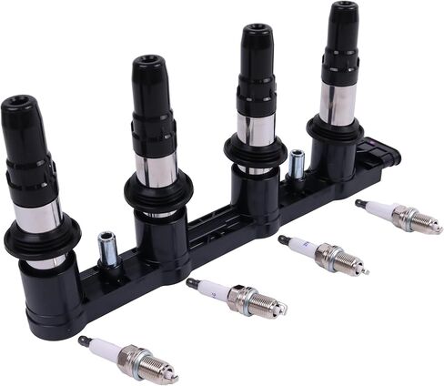 UF620 Ignition Coil and 4 Spark Plugs Compatible with Chevrolet Sonic 2012-2018 Trax 2013-2017 Cruze 2011-2016 Aveo Aveo5 2009-2011, Pontiac G3 2007-2010 G3 Wave 2009, Suzuki Swift+ 2009 in Kuwait