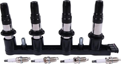UF620 Ignition Coil and 4 Spark Plugs Compatible with Chevrolet Sonic 2012-2018 Trax 2013-2017 Cruze 2011-2016 Aveo Aveo5 2009-2011, Pontiac G3 2007-2010 G3 Wave 2009, Suzuki Swift+ 2009 in Kuwait