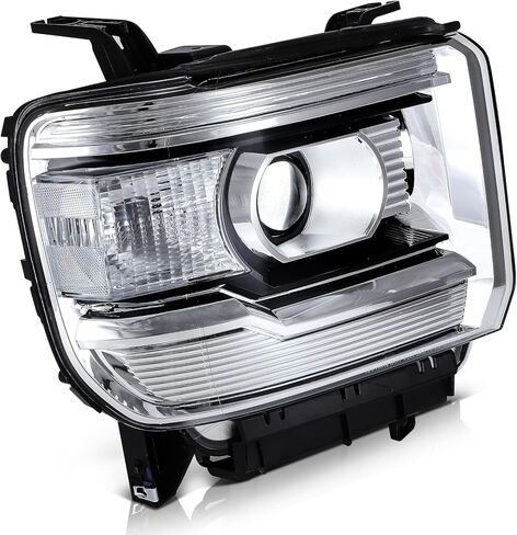 Headlight Fit 2014-2015 for Sierra 1500, 2015-2019 for Sierra 2500 HD, 2015-2019 for Sierra 3500 HD Chrome Housing Clear Reflector Pair Headlight Assembly 23130715 in Kuwait