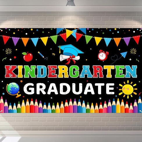 Kindergarten Graduation Banner and Backdrop 2026 - Large Preschool Graduation Decorations for Party, Last Day of School, Class of 2026 in Saudi Arabia