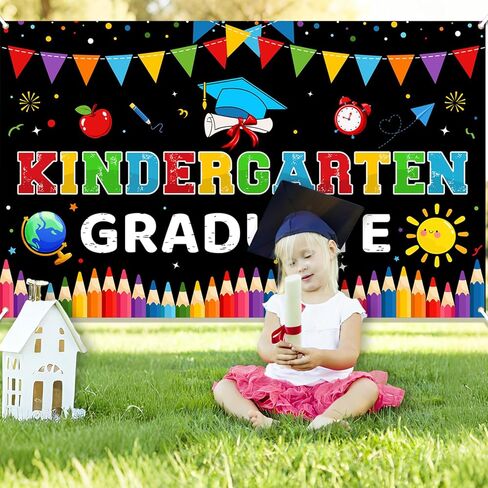 Kindergarten Graduation Banner and Backdrop 2026 - Large Preschool Graduation Decorations for Party, Last Day of School, Class of 2026 in Saudi Arabia