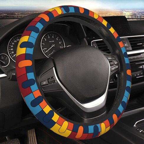 Autism Awareness Puzzle 15 Inch Universal Steering Wheel Covers, Anti Slip Sweat Absorption Elasticity Car Accessories Steering Wheel Protector,Applicable to All Cars in Kuwait