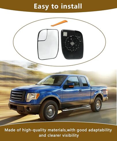 زجاج مرآة جانبية للسائق يناسب Ford E150 E250 E350 2010-2014، غير مسخن، لا يعتم تلقائيًا، استبدال زجاج المرايا الجانبية اليسرى in Kuwait