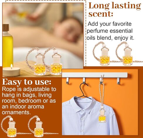 50 Pcs Hanging Car Diffuser Bottle Bulk Empty Clear Glass Perfume Bottles Air Freshener Pendant for Essential Oils Fragrance Aromatherapy Car Interior in Kuwait