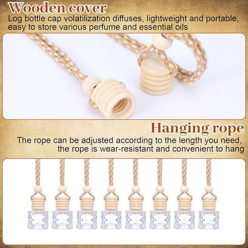 50 Pcs Hanging Car Diffuser Bottle Bulk Empty Clear Glass Perfume Bottles Air Freshener Pendant for Essential Oils Fragrance Aromatherapy Car Interior in Kuwait
