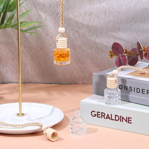 50 Pcs Hanging Car Diffuser Bottle Bulk Empty Clear Glass Perfume Bottles Air Freshener Pendant for Essential Oils Fragrance Aromatherapy Car Interior in Kuwait