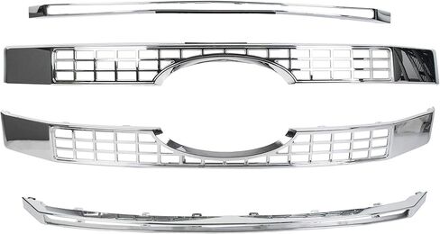 ALMULOO Front Bumper Grille Grill Compatible with 2017-2019 Ford F250 F350 F450 F550 Super Duty Platinum Style Chrome Grill Overlay Cover in Kuwait