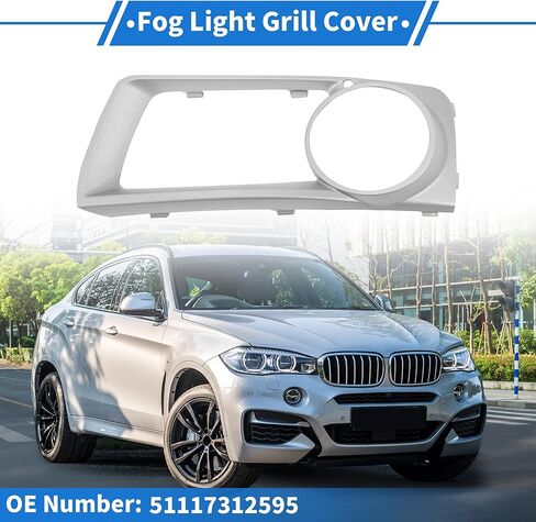 Fog Light Grill Front Lower Bumper Fog Light Cover Inserts No.51117312595 for BMW X6 2012-2014 Silver Tone ABS 1 Pc Front Left Car in Kuwait
