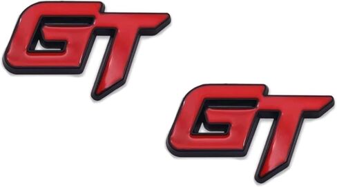 2 قطعة GT Emblem Premium 3D Car GT Badge Racing Car ملصق ديكور ملصق استبدال أجزاء غطاء السيارة باب الجانب الحاجز الجذع لوحة شعار ذاتية اللصق (أسود فضي) in Kuwait