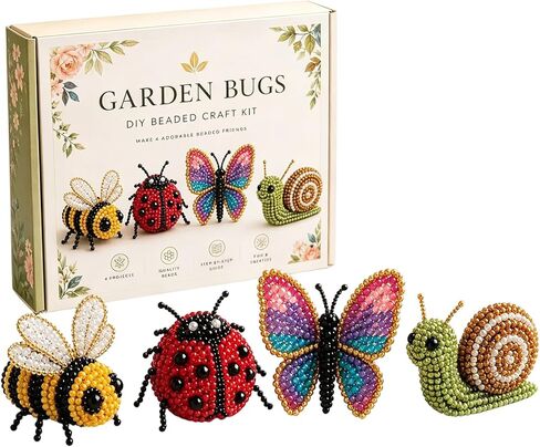 GQN 3D Beaded Animal Kit DIY Animal Beading Kit 4-Piece Miniature Cat Beading Craft Set with Step by Step Instructions, Beads Organizer & Thread, Creative Art Projects for Adults & Kids J in Saudi Arabia