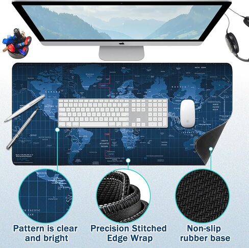 Mouse Pad Gaming - Desk Mat for Keyboard and Mouse - Large Mouse Pad for Desk, Mousepad (35.4" X 15.7") with Non-Slip Base, Desks Pad Mat Office and Home (World map, 35.4L x 15.7W inches) in Saudi Arabia