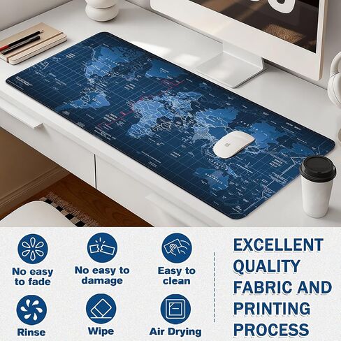 Mouse Pad Gaming - Desk Mat for Keyboard and Mouse - Large Mouse Pad for Desk, Mousepad (35.4" X 15.7") with Non-Slip Base, Desks Pad Mat Office and Home (World map, 35.4L x 15.7W inches) in Saudi Arabia