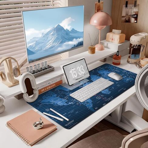 Mouse Pad Gaming - Desk Mat for Keyboard and Mouse - Large Mouse Pad for Desk, Mousepad (35.4" X 15.7") with Non-Slip Base, Desks Pad Mat Office and Home (World map, 35.4L x 15.7W inches) in Saudi Arabia